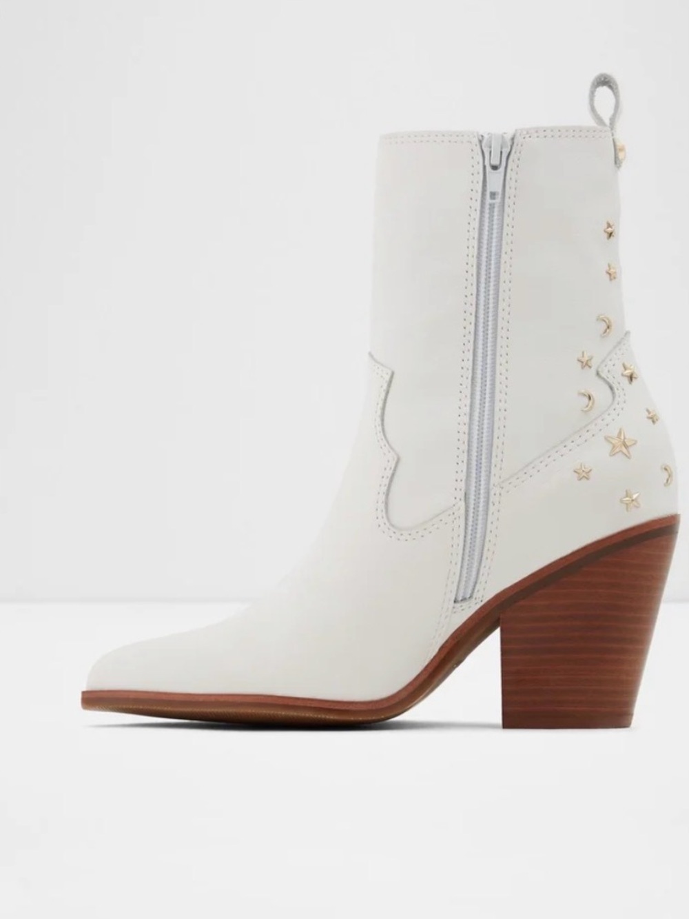 Aldo White Star-Studded Western Ankle Boots - Picture 4 of 6